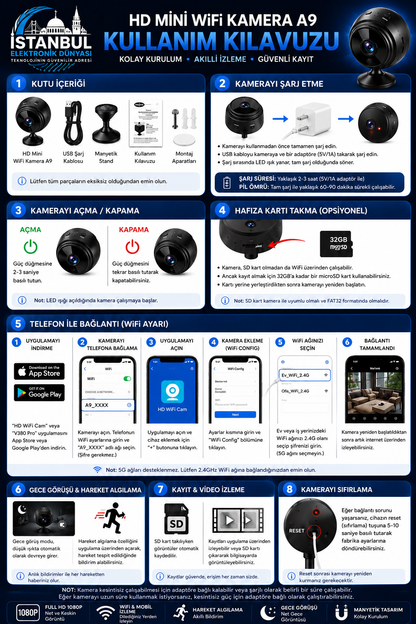 HD WİFİ Mobil Uyumlu Mini Kamera 🎥