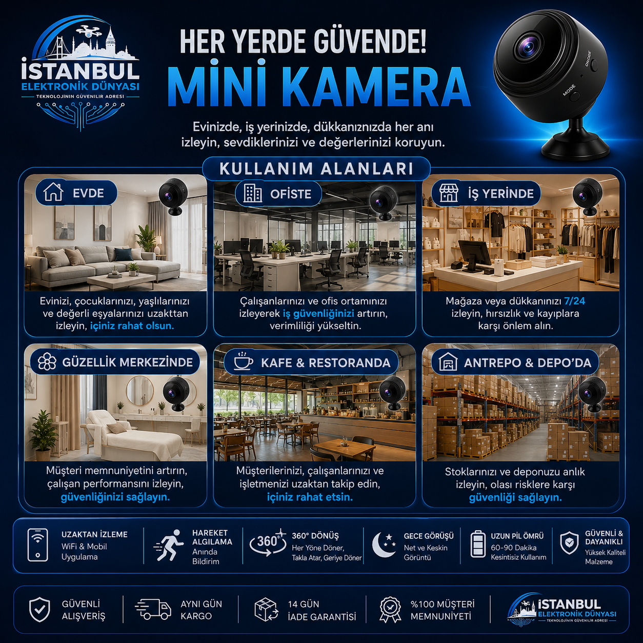 HD WİFİ Mobil Uyumlu Mini Kamera 🎥